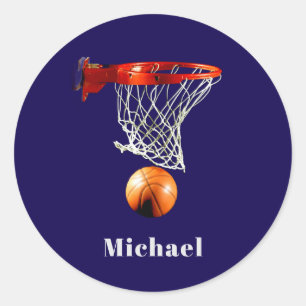 Basketball Ersetze mit deinem Namen Runder Aufkleber