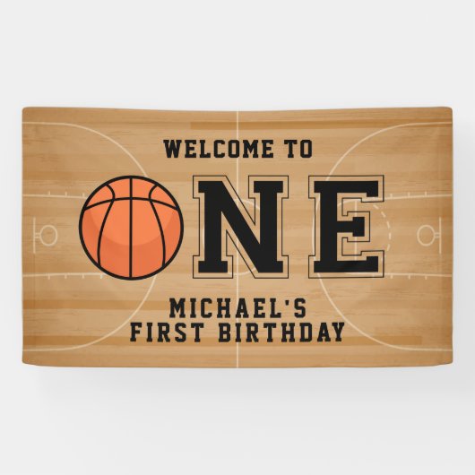 Basketball erster Geburtstag Banner (Horizontal)
