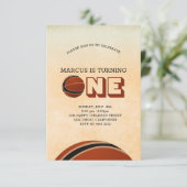 Basketball erster Geburtstag Einladung (Stehend Vorderseite)