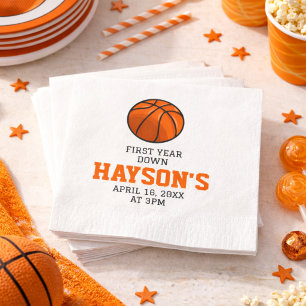 Basketball Erster Geburtstag First Year Down Serviette