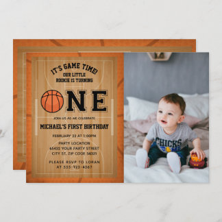 Basketball Erster Geburtstag Foto Einladung