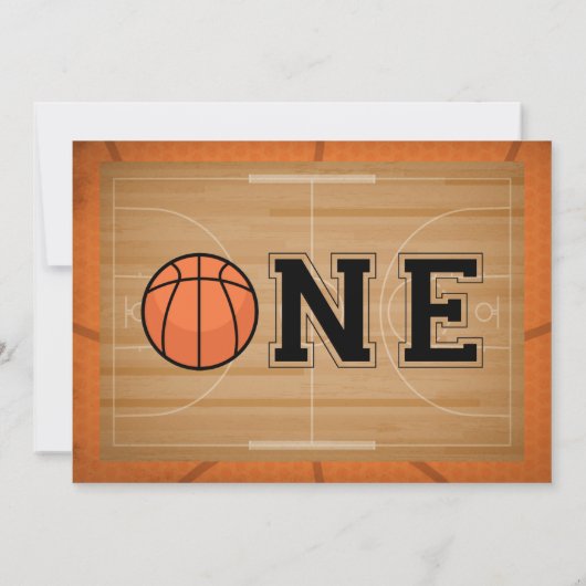 Basketball Erster Geburtstag Foto Einladung (Rückseite)