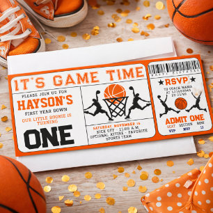 Basketball Erster Jahr Down Ticket 1. Geburtstag Einladung