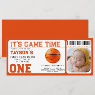 Basketball Erstes Jahr ab 1. Geburtstag Ticket Einladung