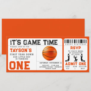 Basketball Erstes Jahr ab 1. Geburtstag Ticket Einladung