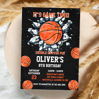 Basketball Es ist Spielzeit Sport Junge Geburtstag Einladung