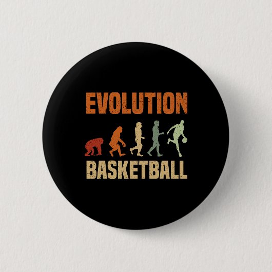 Basketball Evolution vom Affen zum Männchen Ganze Button (Vorderseite)