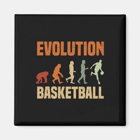 Basketball Evolution vom Affen zum Männchen Ganze  Magnet (Vorne)