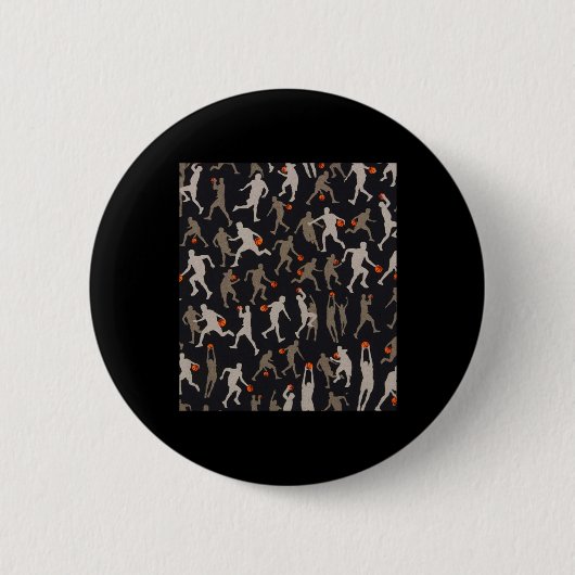 Basketball-Fabric Schwarze Muster Button (Vorderseite)