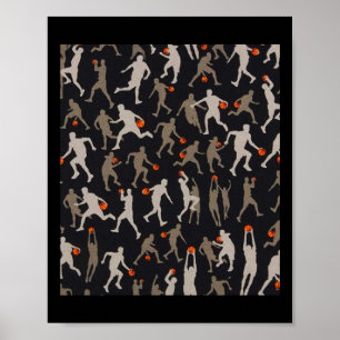 Basketball-Fabric Schwarze Muster Poster