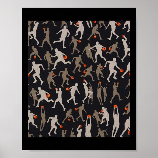 Basketball-Fabric Schwarze Muster Poster (Vorne)