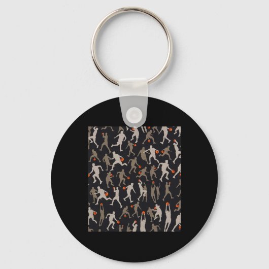 Basketball-Fabric Schwarze Muster Schlüsselanhänger (Vorderseite)