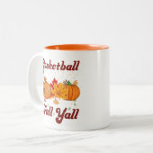 Basketball Fall Kaffee Pumpkin Fall Y'all Funny Zweifarbige Tasse (Vorderseite Links)