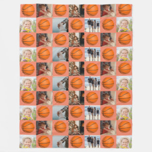 Basketball Family Collage Foto Muster Orange Fleecedecke