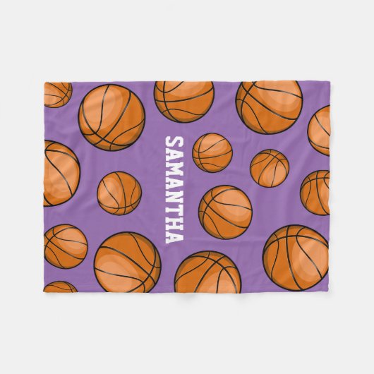 Basketball-Fan-individueller Name lila Fleecedecke (Vorderseite (Horizontal))