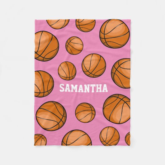 Basketball-Fan-Name-Rosa Fleecedecke (Vorderseite)