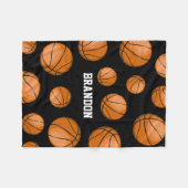 Basketball-Fan-Name-Schwarzes Fleecedecke (Vorderseite (Horizontal))