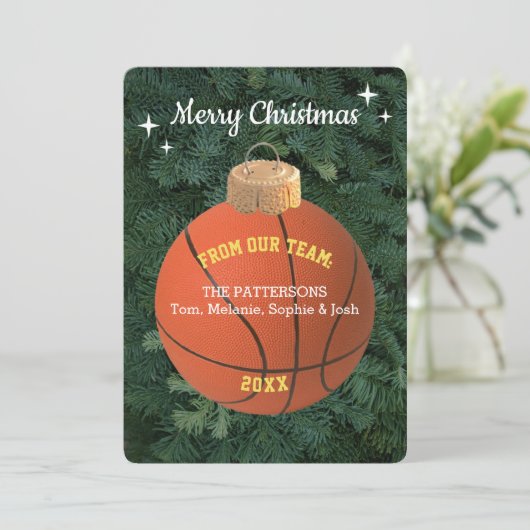 Basketball Fan Ornament Weihnachtskarte Dankeskarte (Stehend Vorderseite)