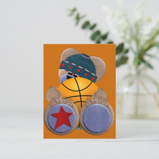 Basketball-Fanbär Postkarte (Stehend Vorderseite)