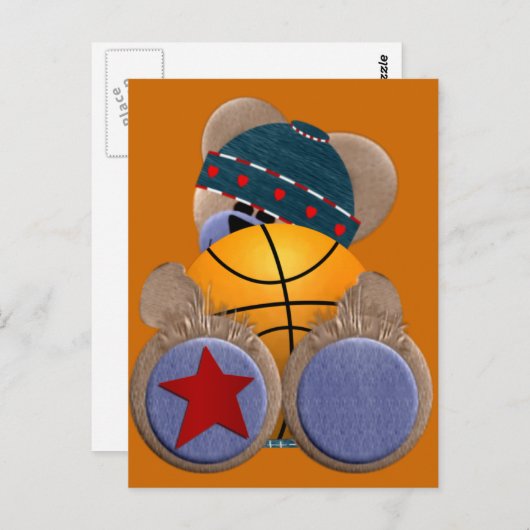 Basketball-Fanbär Postkarte (Vorne/Hinten)