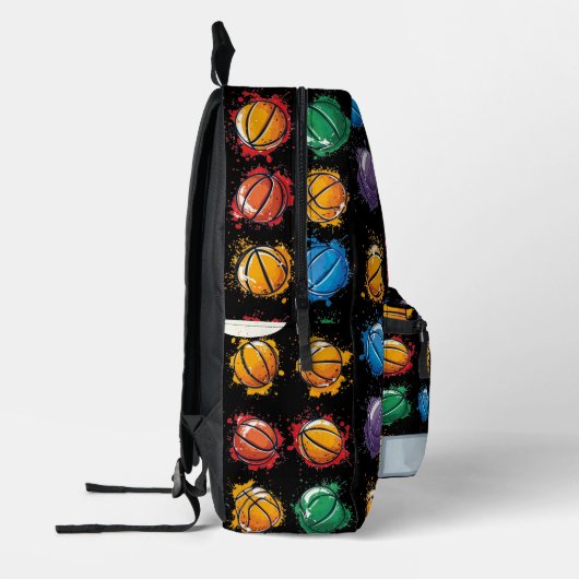 Basketball farbenfrohe Kinder schwarz bis zur Schu Bedruckter Rucksack (Links)