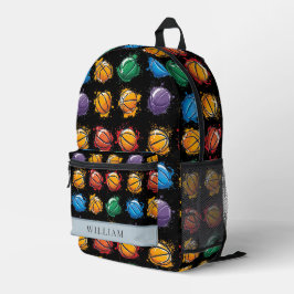 Basketball farbenfrohe Kinder schwarz bis zur Schu Bedruckter Rucksack