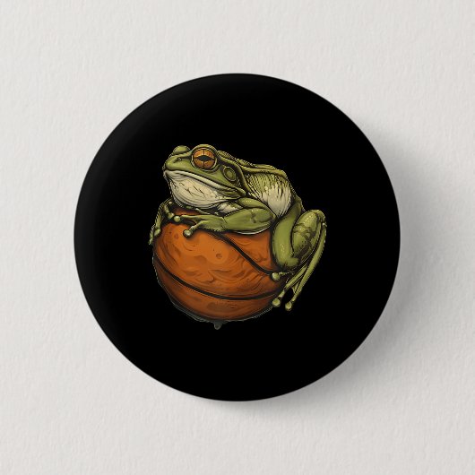Basketball farbenfroher Frosch Basketball-Spieler  Button (Vorderseite)