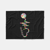 Basketball Farbenfroher Raucher Herzschlag Fleecedecke (Vorderseite (Horizontal))