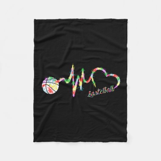 Basketball Farbenfroher Raucher Herzschlag Fleecedecke (Vorderseite)