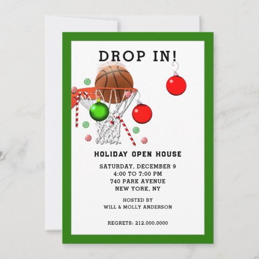Basketball-Feiertagsparty Einladung (Vorderseite)