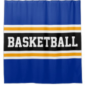 BASKETBALL Fett blaue, gelbe Streifen Duschvorhang (Vorderseite)
