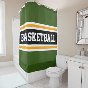 BASKETBALL Fett grüne, schwarz-gelbe Racingstreife Duschvorhang