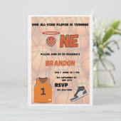Basketball First Birthday Invitation | All Star Einladung (Stehend Vorderseite)
