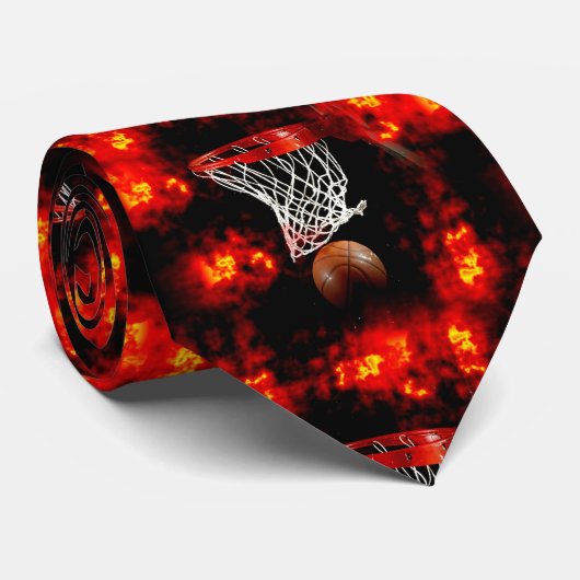 Basketball & Flammen Custom Krawatten Neckwear (Gerollt)