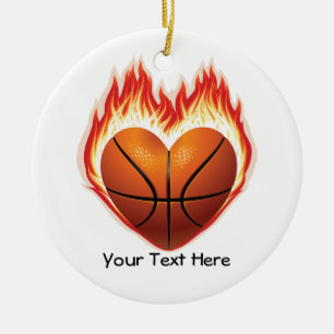 Basketball-Flammen-Verzierung (personalisiert) Keramikornament
