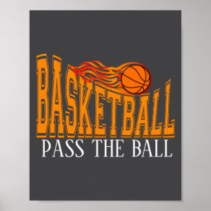 Basketball Flammender Ball Tygraphie Poster