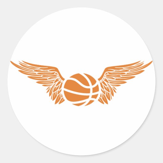 Basketball. Flügel. Runder Aufkleber (Vorderseite)