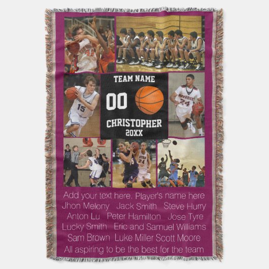 Basketball Foto Collage Fleece Decke (Vorderseite Vertikal)
