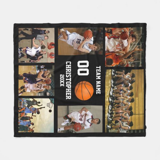 Basketball Foto Collage Fleece Decke (Vorderseite (Horizontal))