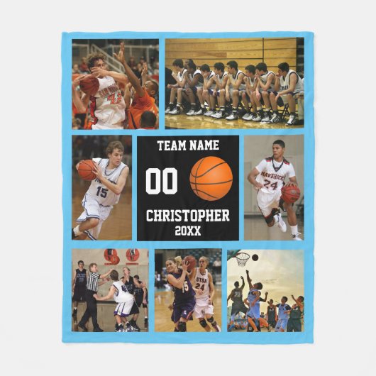 Basketball Foto Collage Fleece Decke (Vorderseite)