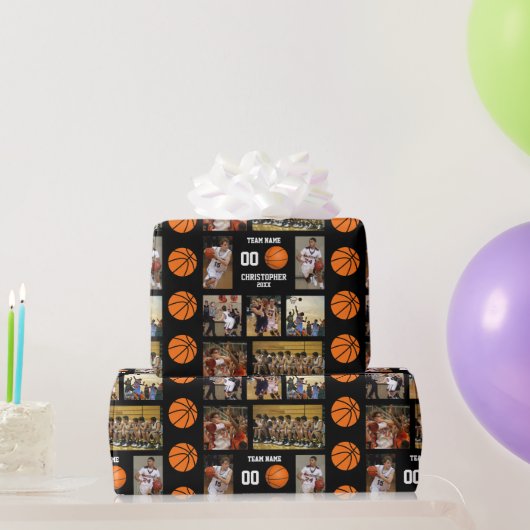 Basketball Foto Collage Fleece Decke Geschenkpapier (Partygeschenke)