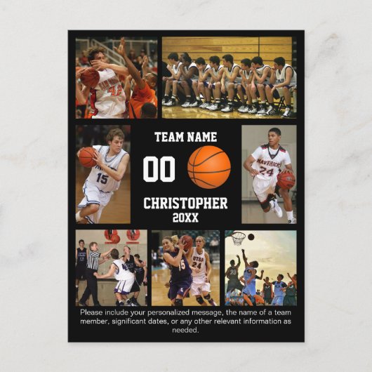 Basketball Foto Collage Fleece Decke Postkarte (Vorderseite)