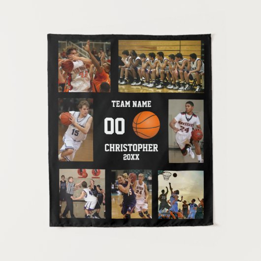 Basketball Foto Collage Fleece Decke Wandteppich (Vorderseite)