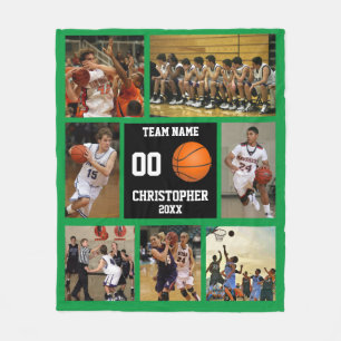 Basketball Foto Collage Fleece Grüne Decke
