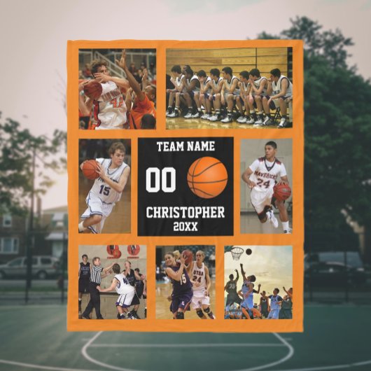Basketball Foto Collage Orange Fleecedecke