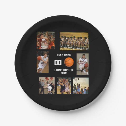 Basketball-Foto-Collage Pappteller (Vorderseite)