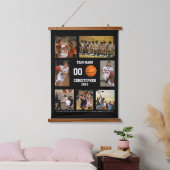 Basketball Foto Collage personalisiert schwarz Wandteppich Mit Holzrahmen (Schlafzimmer)