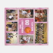 Basketball Foto Collage Rosa Glitzer Fleecedecke (Vorderseite (Horizontal))