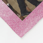 Basketball Foto Collage Rosa Glitzer Fleecedecke (Ecke)