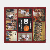 Basketball Foto Collage Rotwein Fleecedecke (Vorderseite (Horizontal))